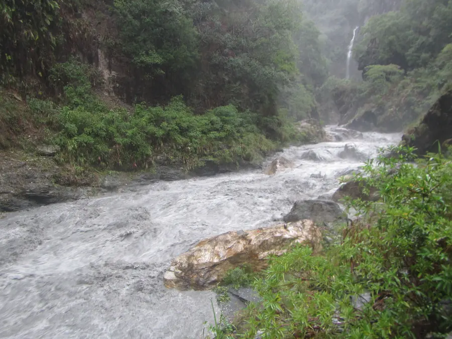 Rainy mountain stream in Taroko National Park